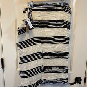 Roots Navy and White Striped Lightweight Scarf